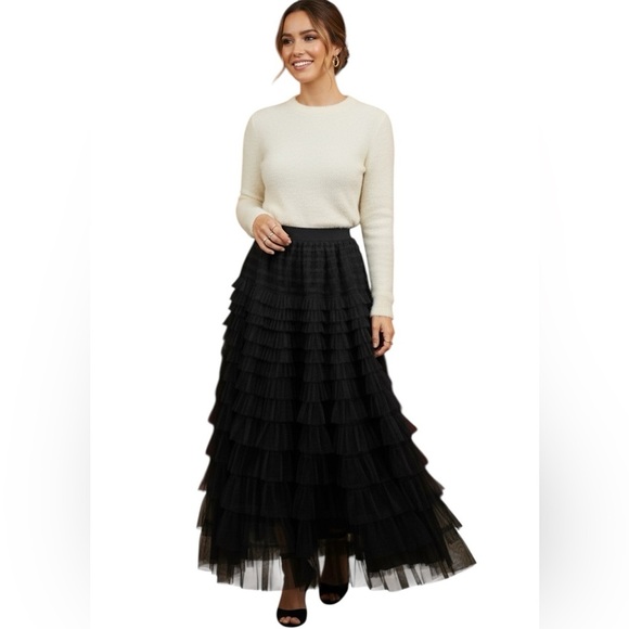 NWT Black Tulle Skirt- Fully Lined - Picture 1 of 7